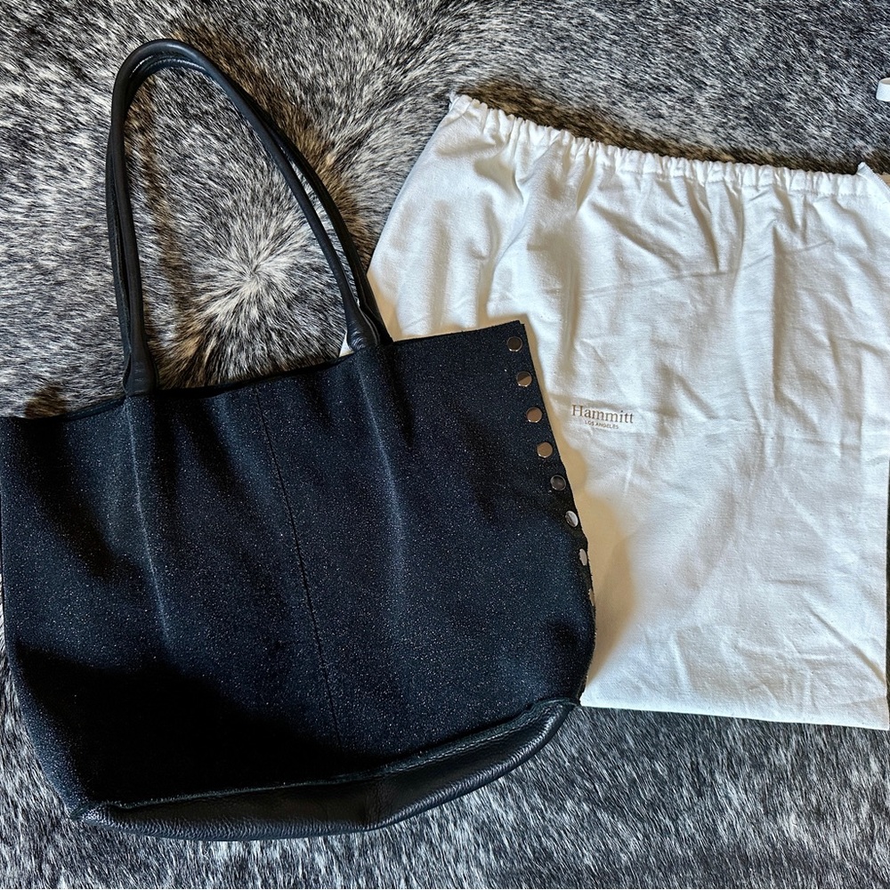 Hammitt Hobo Tote Bag: Limited Edition - black leather metallic glitter.